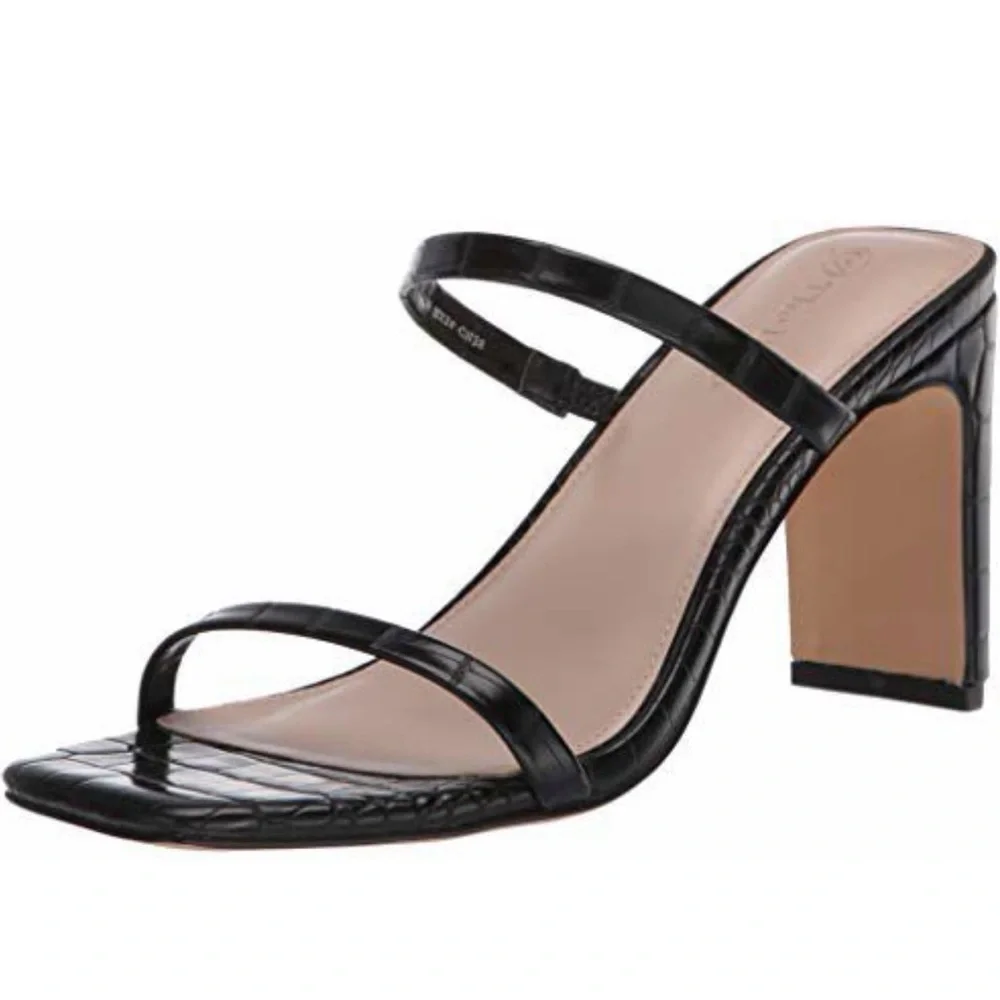 NIB The Drop Avery Black Strappy Square Toe Heels Size 8